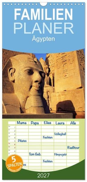 Familienplaner 2027 - Ägypten mit 5 Spalten (Wandkalender, 21 x 45 cm) CALVENDO