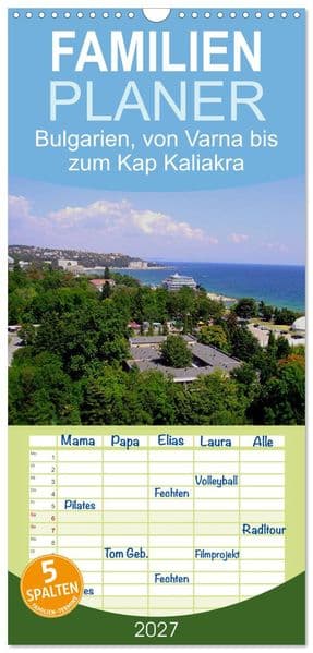 Familienplaner 2027 - Bulgarien, von Varna bis zum Kap Kaliakra mit 5 Spalten (Wandkalender, 21 x 45 cm) CALVENDO