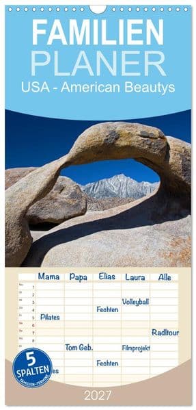 Familienplaner 2027 - USA - American Beautys mit 5 Spalten (Wandkalender, 21 x 45 cm) CALVENDO