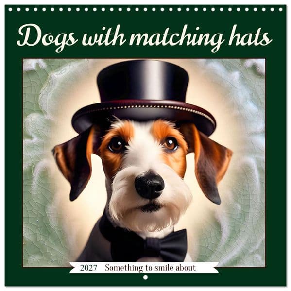 Dogs with matching hats (Wall Calendar 2027 12 × 12 Inch) CALVENDO 12 Month Wall Calendar