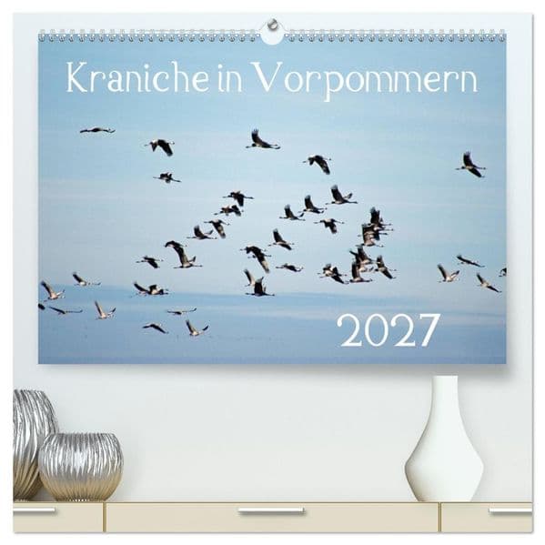 Kraniche in Vorpommern (hochwertiger Premium Wandkalender 2027 DIN A2 quer), Kunstdruck in Hochglanz
