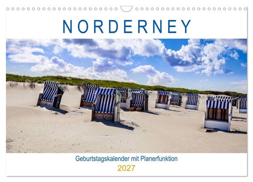 NORDERNEY Geburtstagskalender mit Planerfunktion (Wandkalender 2027 DIN A3 quer), CALVENDO Monatskalender