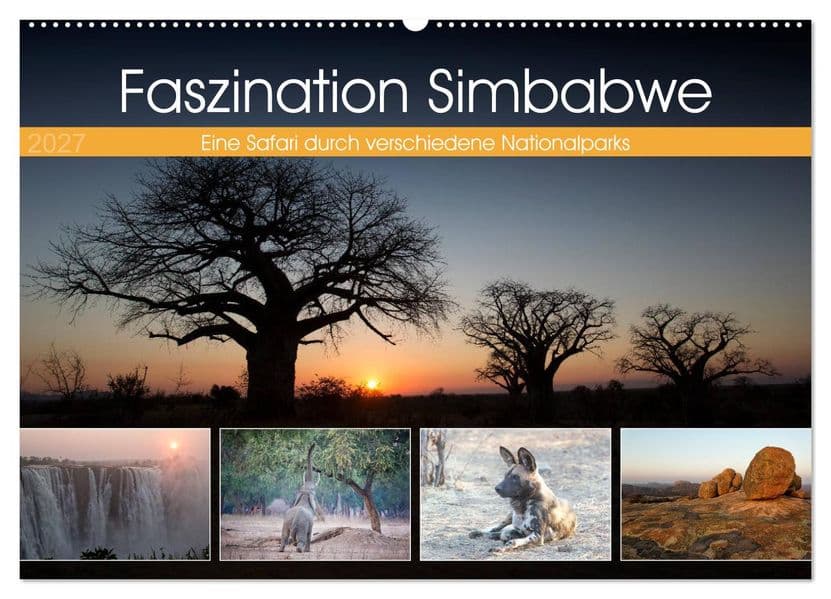 Faszination Simbabwe (Wandkalender 2027 DIN A2 quer), CALVENDO Monatskalender