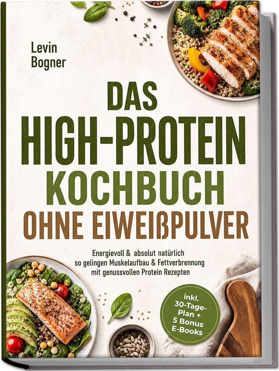 Das High-Protein Kochbuch ohne Eiweißpulver: Energievoll & absolut natürlich - so gelingen Muskelaufbau & Fettverbrennung mit genussvollen Protein Rezepten - inkl. 30-Tage-Plan + 5 Bonus E-Books