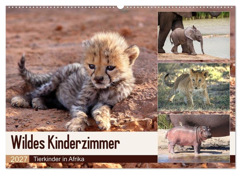 Wildes Kinderzimmer - Tierkinder in Afrika (Wandkalender 2027 DIN A2 quer), CALVENDO Monatskalender