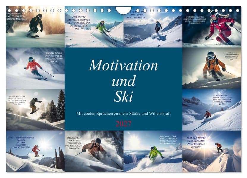 Motivation und Ski (Wandkalender 2027 DIN A4 quer), CALVENDO Monatskalender