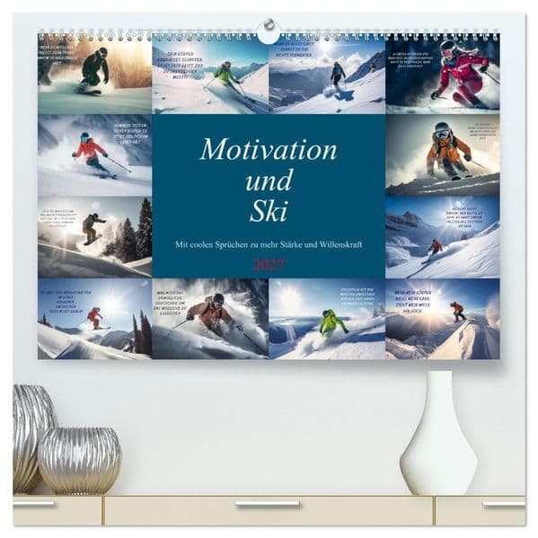Motivation und Ski (hochwertiger Premium Wandkalender 2027 DIN A2 quer), Kunstdruck in Hochglanz