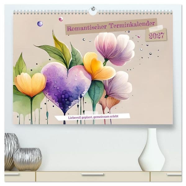 Romantischer Terminkalender (hochwertiger Premium Wandkalender 2027 DIN A2 quer), Kunstdruck in Hochglanz