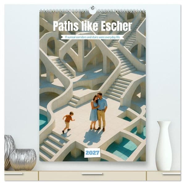 Paths like Escher (High Quality Premium Wall Calendar 2027 DIN A2 portrait),CALVENDO 12 Month Wall Calendar