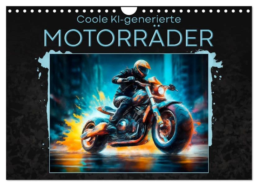 Coole KI-generierte MOTORRÄDER (Wandkalender 2027 DIN A4 quer), CALVENDO Monatskalender: Das Feeling dynamischer Straßenszenen