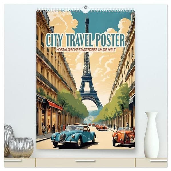 City Travel Poster - nostalgische Städtereise um die Welt (hochwertiger Premium Wandkalender 2027 DIN A2 hoch), Kunstdruck in Hochglanz
