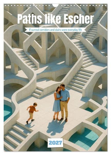 Paths like Escher (Wall Calendar 2027 DIN A3 portrait), CALVENDO 12 Month Wall Calendar