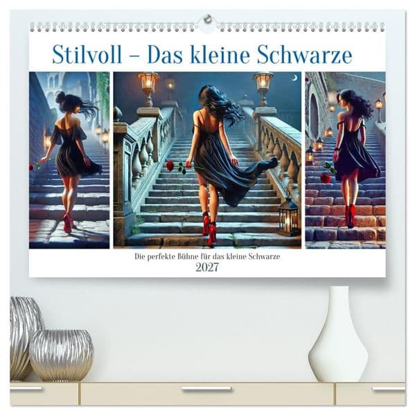 Stilvoll - Das kleine Schwarze (hochwertiger Premium Wandkalender 2027 DIN A2 quer), Kunstdruck in Hochglanz: Zu jedem Anlass das passende Kleid.