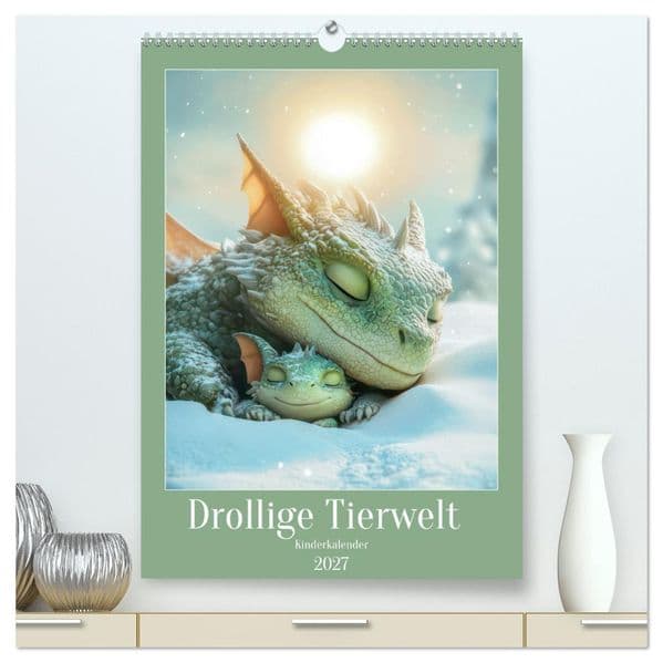 Drollige Tierwelt - Kinderkalender (hochwertiger Premium Wandkalender 2027 DIN A2 hoch), Kunstdruck in Hochglanz