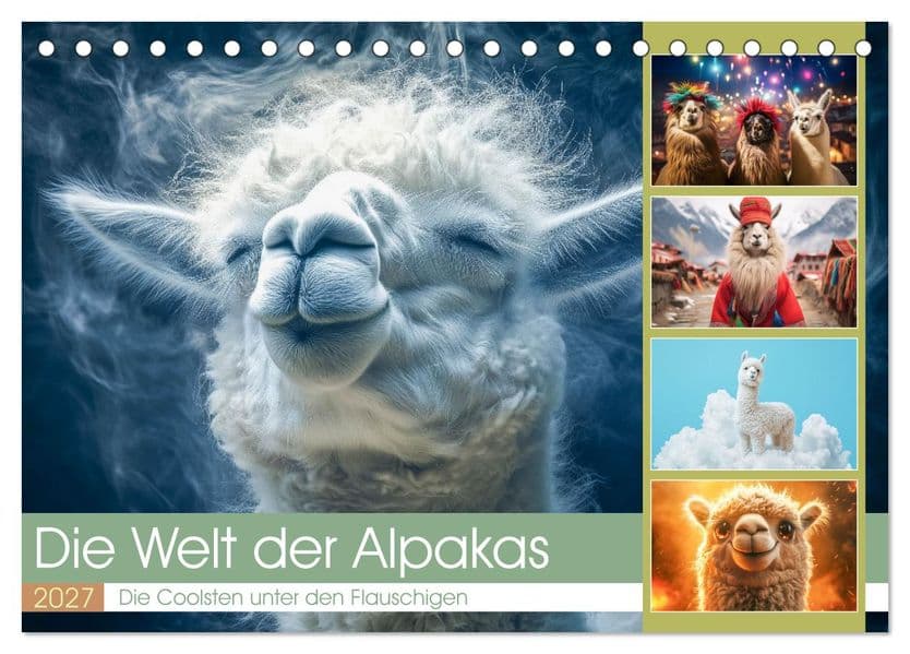 Die Welt der Alpakas (Tischkalender 2027 DIN A5 quer), CALVENDO Monatskalender