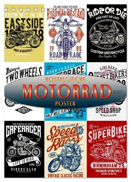 Motorrad - nostalgische Poster (Tischkalender 2027 DIN A5 hoch), CALVENDO Monatskalender