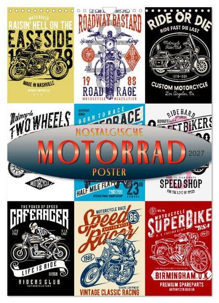 Motorrad - nostalgische Poster (Wandkalender 2027 DIN A3 hoch), CALVENDO Monatskalender