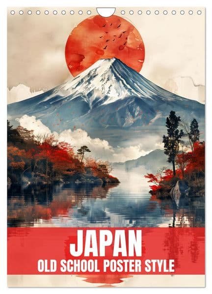 Japan - Old School Poster Style (Wandkalender 2027 DIN A4 hoch), CALVENDO Monatskalender