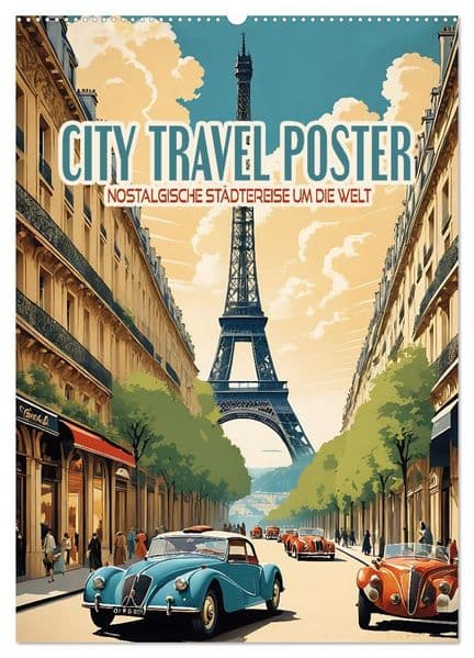 City Travel Poster - nostalgische Städtereise um die Welt (Wandkalender 2027 DIN A2 hoch), CALVENDO Monatskalender
