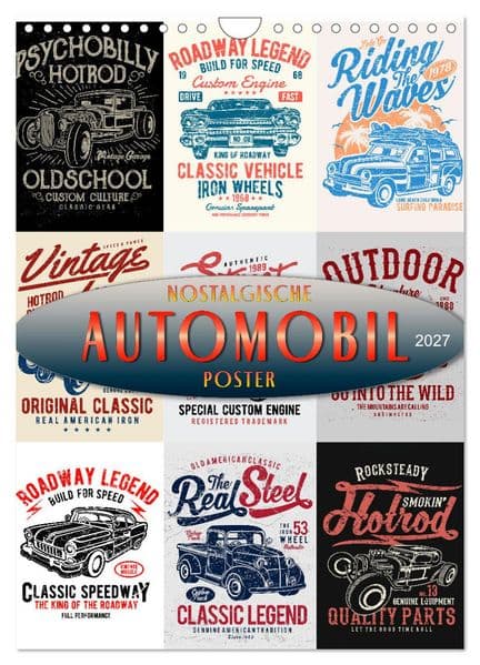 Automobile - nostalgische Poster (Wandkalender 2027 DIN A4 hoch), CALVENDO Monatskalender