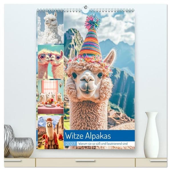 Witzige Alpakas (hochwertiger Premium Wandkalender 2027 DIN A2 hoch), Kunstdruck in Hochglanz