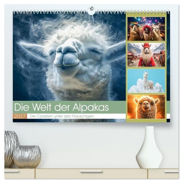 Die Welt der Alpakas (hochwertiger Premium Wandkalender 2027 DIN A2 quer), Kunstdruck in Hochglanz