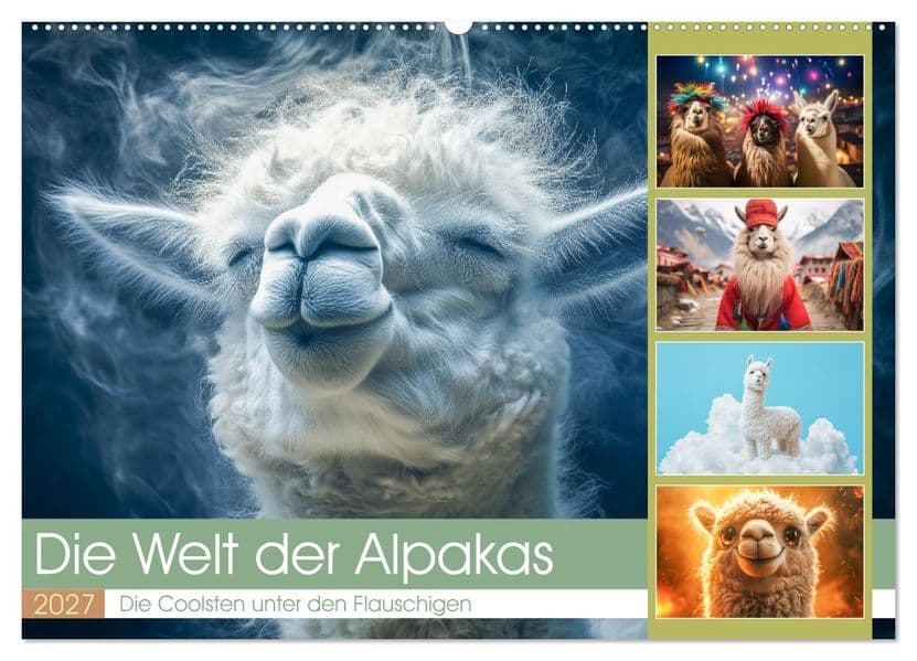 Die Welt der Alpakas (Wandkalender 2027 DIN A2 quer), CALVENDO Monatskalender