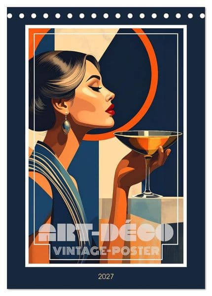 Art-Déco Vintage-Poster (Tischkalender 2027 DIN A5 hoch), CALVENDO Monatskalender