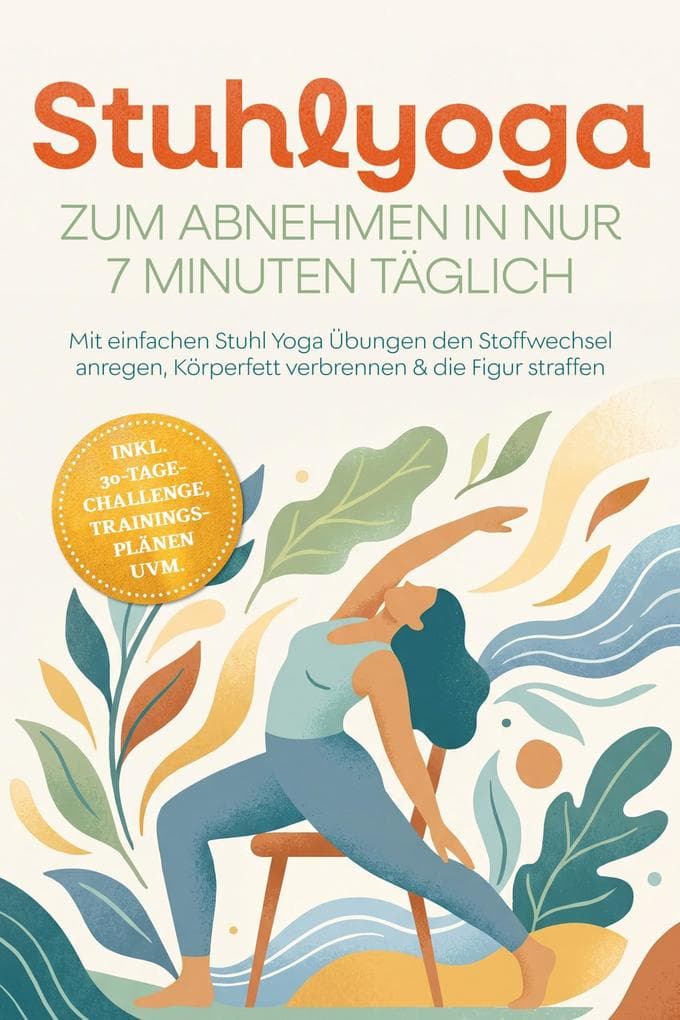 Stuhlyoga zum Abnehmen in nur 7 Minuten täglich: Mit einfachen Stuhl Yoga Übungen den Stoffwechsel anregen, Körperfett verbrennen & die Figur straffen - inkl. 30-Tage-Challenge, Trainingsplänen uvm.