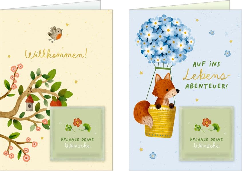 Grußkarten-Set - Willkommen! / Auf ins Lebensabenteuer!