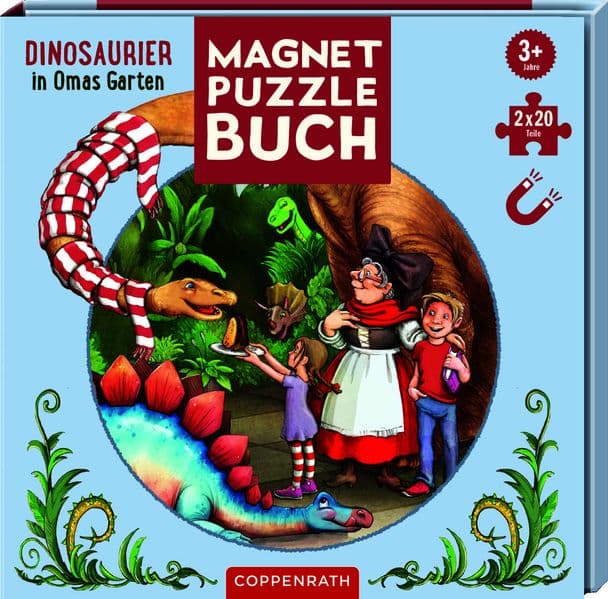 Magnet-Puzzlebuch: Dinosaurier in Omas Garten