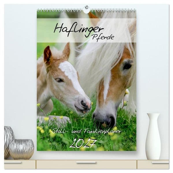 Haflinger Pferde - Stall- und Familienplaner 2027 (hochwertiger Premium Wandkalender 2027 DIN A2 hoch), Kunstdruck in Hochglanz