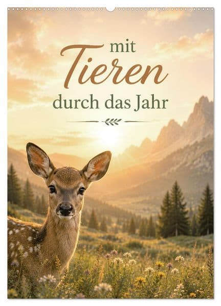 Mit Tieren durch das Jahr (Wandkalender 2027 DIN A2 hoch), CALVENDO Monatskalender