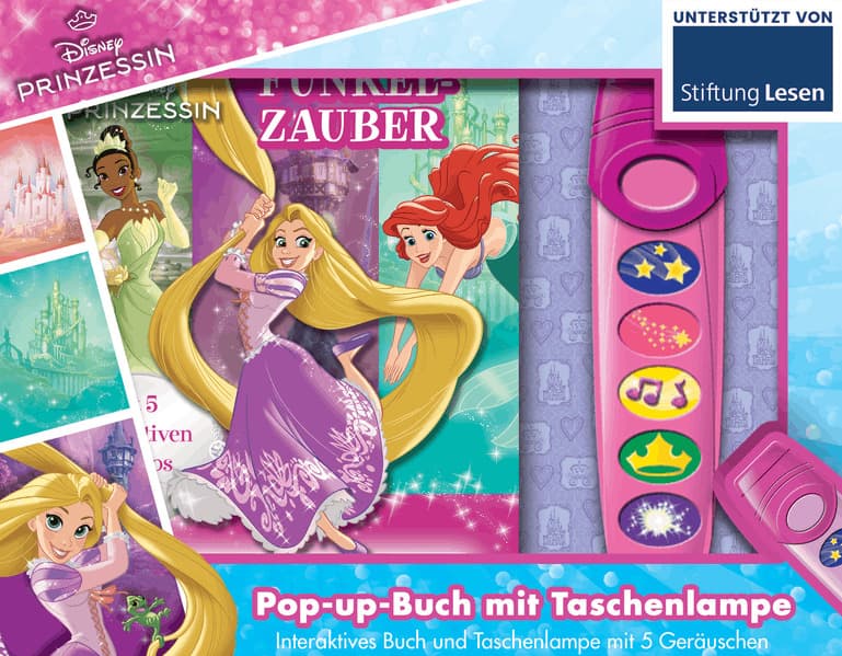 Disney Prinzessinnen - Funkelzauber - Pappbilderbuch mit Taschenlampe und Pop-ups - Bilderbuch mit 5 tollen Geräuschen