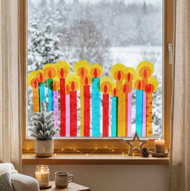 Bastelset - Erstes Schneiden Fensterbild Kerzenschein