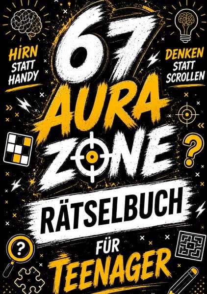 67 Rätselbuch für Teenager. Hirn statt Handy: AURA ZONE: Geniale Denkspiele, Offline Rätsel & Challenges: Denken statt Scrollen | Cooles Geschenk für Mädchen & Jungen | Geburtstag, Ostern, Weihnachten