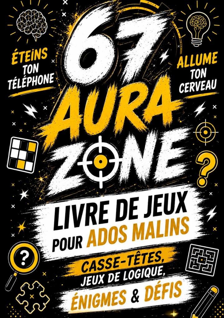 67 Livre de jeux pour ados malins: AURA ZONE: Casse-têtes, jeux de logique, énigmes & défis | Éteins ton téléphone. Allume ton cerveau: Cadeau original pour garçon & fille | Anniversaire, Noël, Pâques