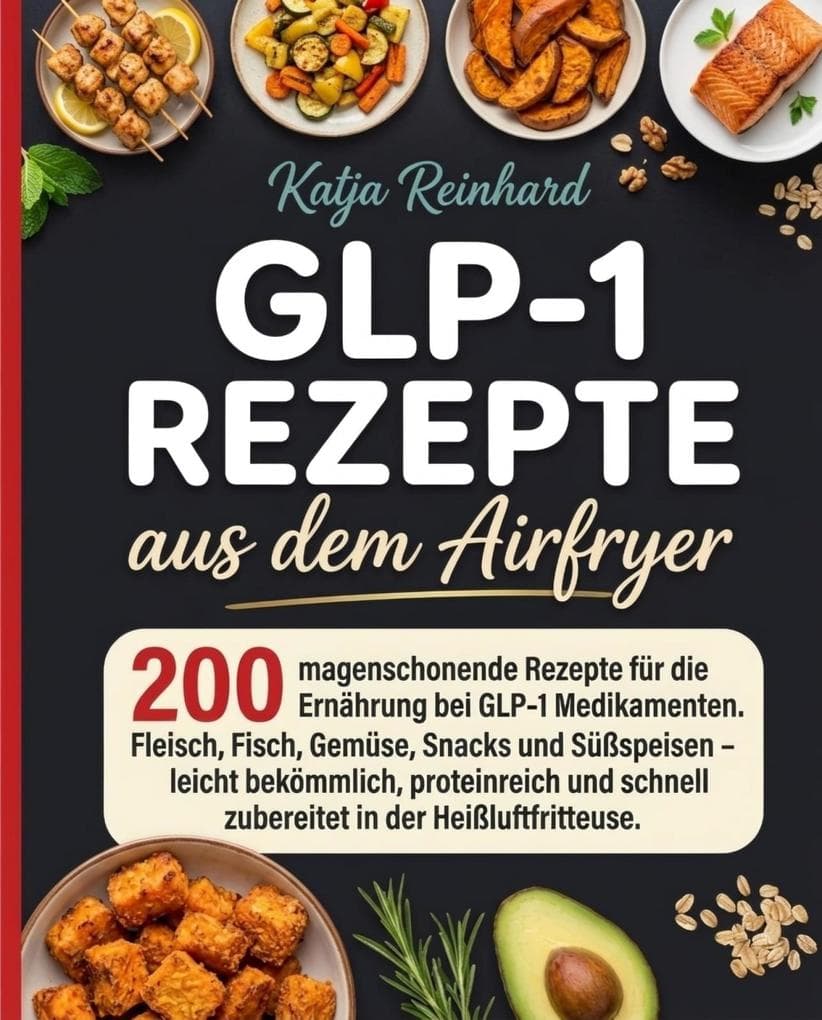 GLP-1 Rezepte aus dem Airfryer. 200 magenschonende Rezepte für die begleitende Ernährung bei GLP-1 Medikamenten.