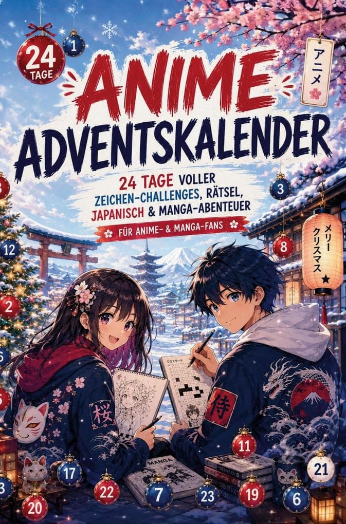 Anime Adventskalender: 24 Tage voller Zeichen-Challenges, Rätsel, Japanisch & Manga-Abenteuer