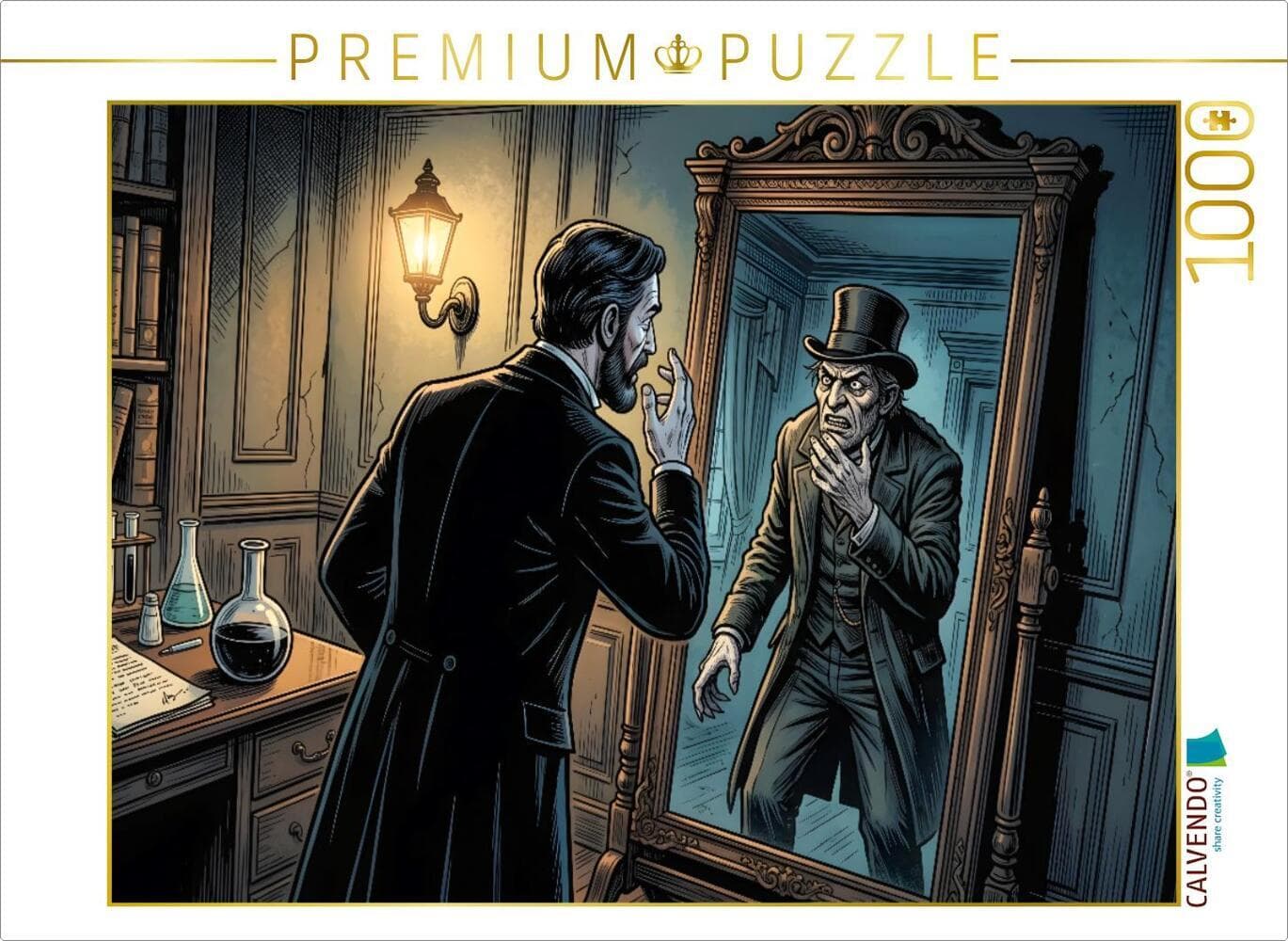 CALVENDO Puzzle Jekyll sieht Hyde im Spiegel | 1000 Teile Lege-Größe 64 × 48 cm Foto-Puzzle für glückliche Stunden