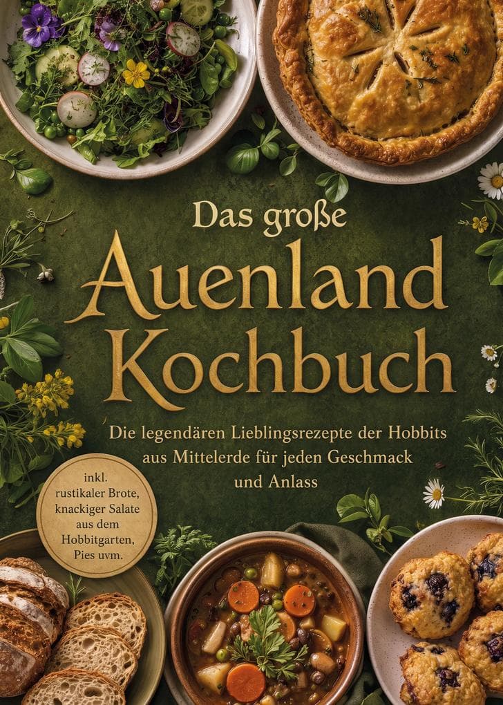 Das große Auenland Kochbuch: Die legendären Lieblingsrezepte der Hobbits aus Mittelerde für jeden Geschmack und Anlass - inkl. rustikaler Brote, knackiger Salate aus dem Hobbitgarten, Pies uvm.