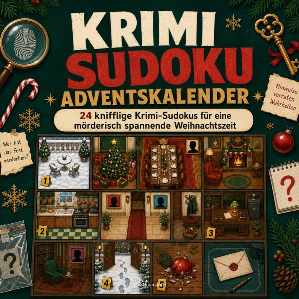 Der Krimi Sudoku Adventskalender: 24 knifflige Krimi-Sudokus für eine mörderisch spannende Weihnachtszeit