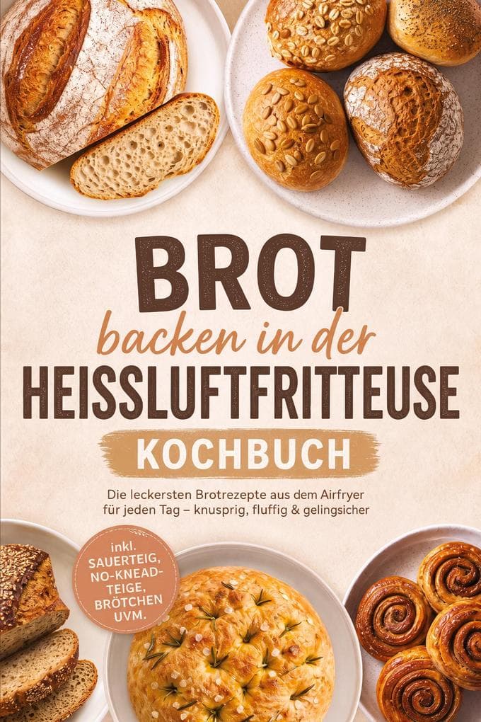 Brot backen in der Heißluftfritteuse Kochbuch: Die leckersten Brotrezepte aus dem Airfryer für jeden Tag - knusprig, fluffig & gelingsicher - inkl. Sauerteig, No-Knead-Teige, Brötchen uvm.