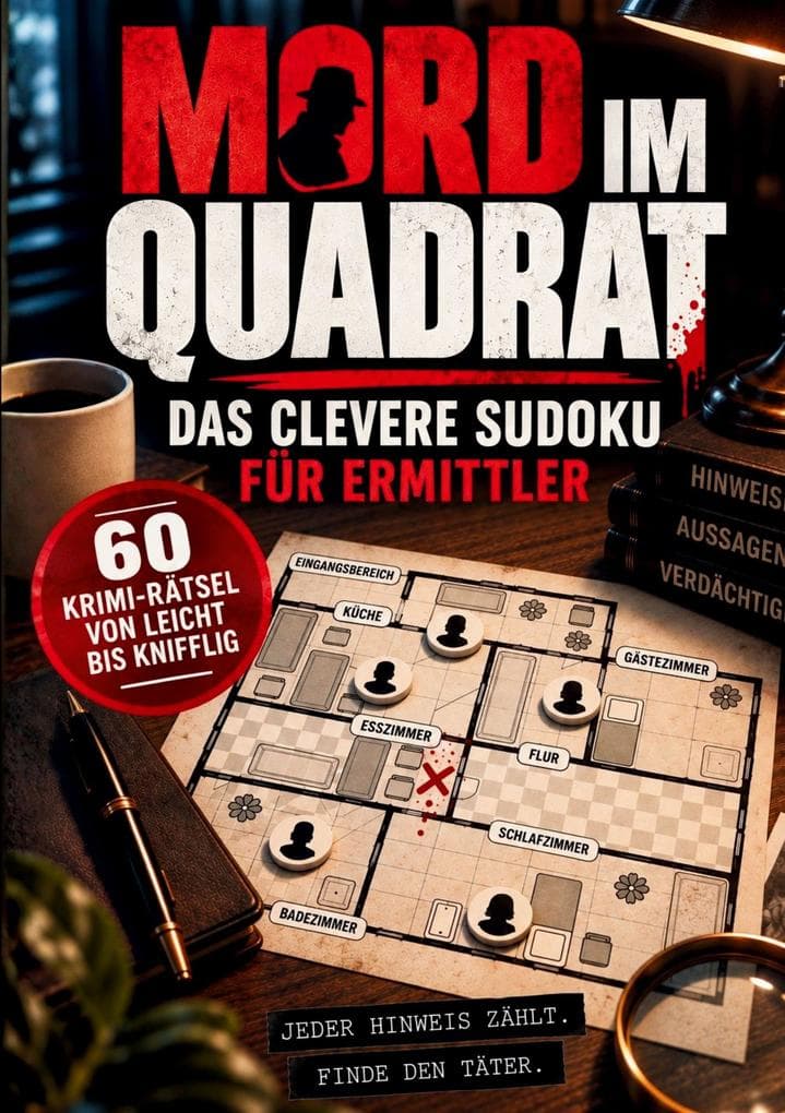 Mord im Quadrat - Das clevere Sudoku für Ermittler: Mysteriöse Verbrechen, raffinierte Täuschungen und überraschende Erkenntnisse - Kombinationsspaß ohne Bildschirm