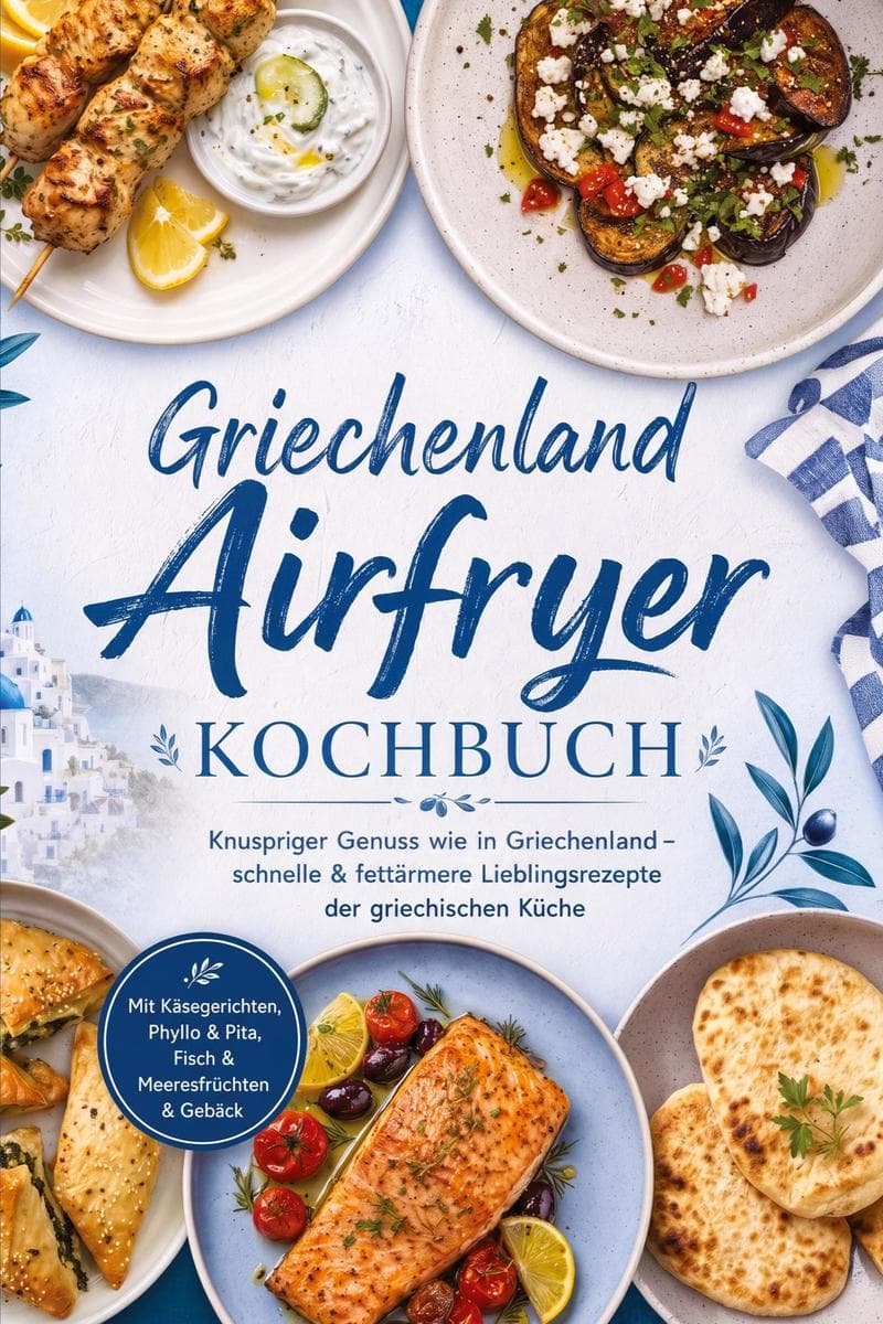 Griechenland Airfryer Kochbuch: Knuspriger Genuss wie in Griechenland - schnelle & fettärmere Lieblingsrezepte der griechischen Küche. Mit Käsegerichten, Phyllo & Pita, Fisch & Meeresfrüchten & Gebäck