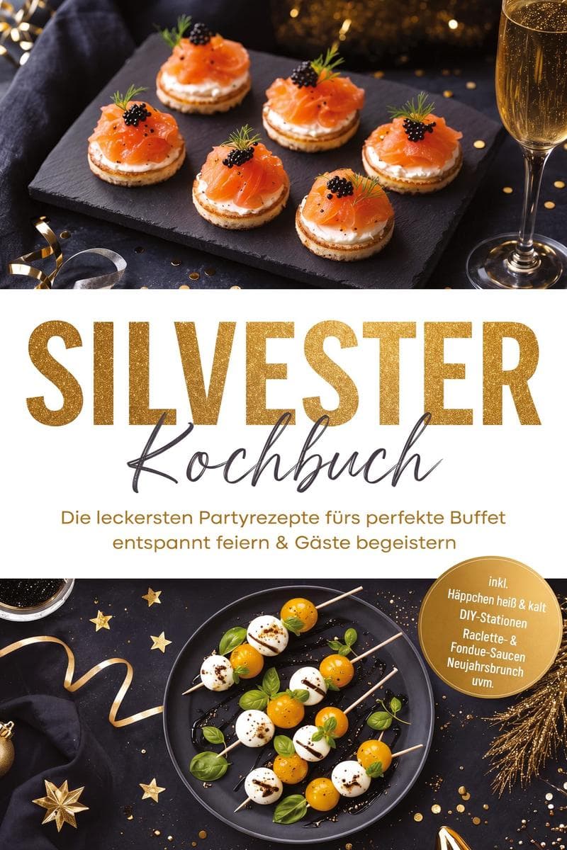 Silvester Kochbuch: Die leckersten Partyrezepte fürs perfekte Buffet - entspannt feiern & Gäste begeistern - inkl. Häppchen heiß & kalt, DIY-Stationen, Raclette- & Fondue-Saucen, Neujahrsbrunch uvm.