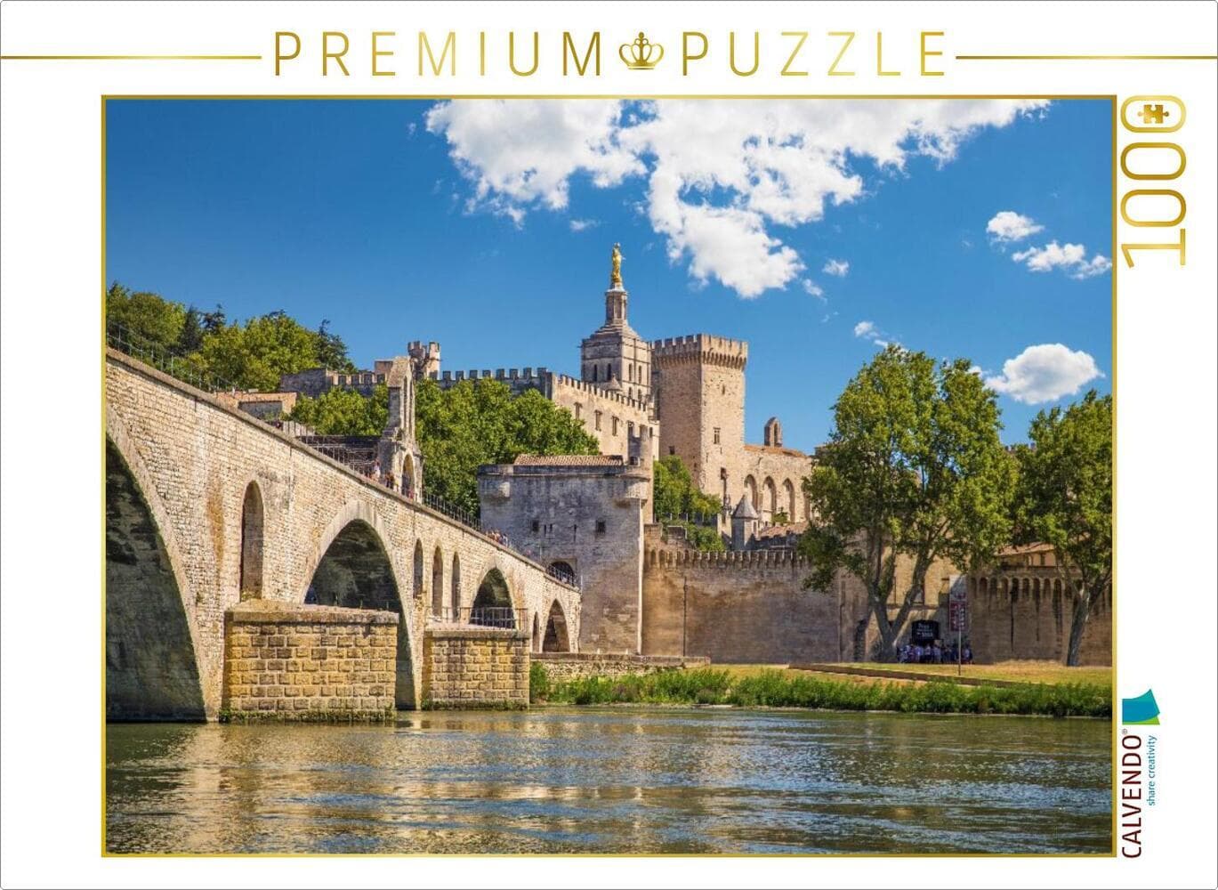 CALVENDO Puzzle Brücke St. Benezet und Bischofspalast in Avignon, Provence | 1000 Teile Lege-Größe 64 × 48 cm Foto-Puzzle für glückliche Stunden