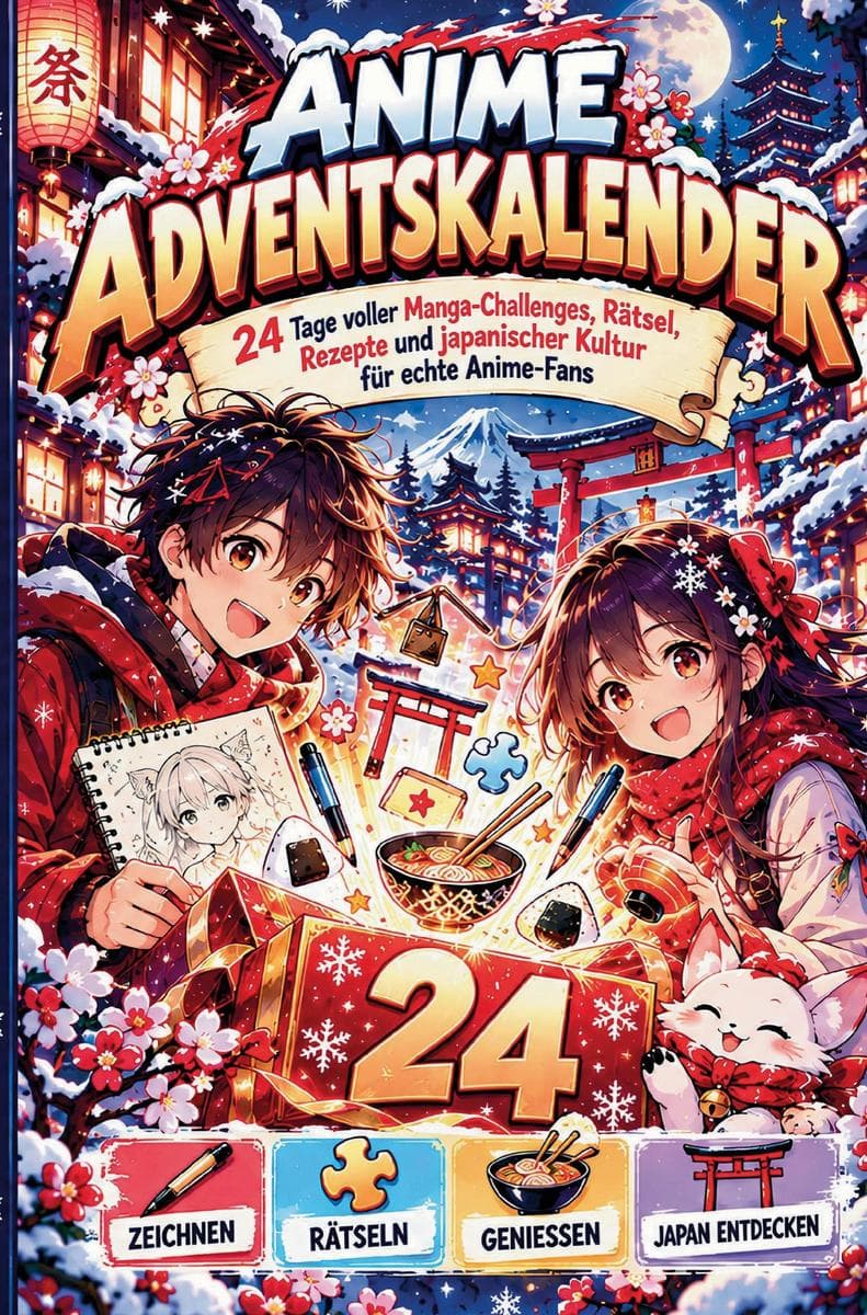 Anime Adventskalender: 24 Tage voller Manga-Challenges, Rätsel, Rezepte und japanischer Kultur für echte Anime-Fans