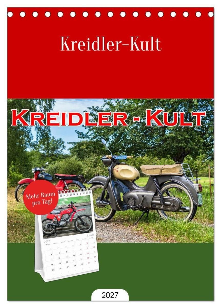 Tischplaner 2027 - Kreidler-Kult (A5 Tischkalender zum Aufstellen) CALVENDO: Wunderschöne Kreidler-Mopeds aus den 60er, 70er und 80er Jahren.