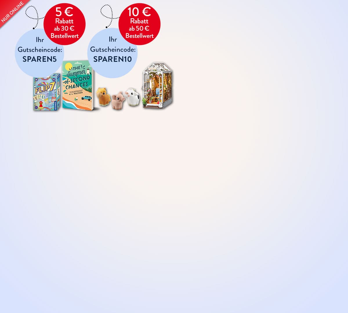 Jetzt je nach Bestellwert 5 oder 10 Euro sparen